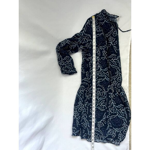 Caslon Navy Blue Shift Dress sz Petite S Floral Botanical Ruffles Boho Peasant - Picture 11 of 11
